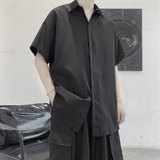 CS2009夏季宽松雪纺垂感短袖衬衫男港风中性冷淡风，男装衬衫，星座507