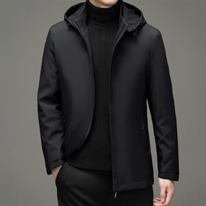 脱卸帽子中年纯色棉衣加厚保暖冬季爸爸冬装外套棉服HM2058-P160,男装棉衣,电商B212（原钱塘6029）