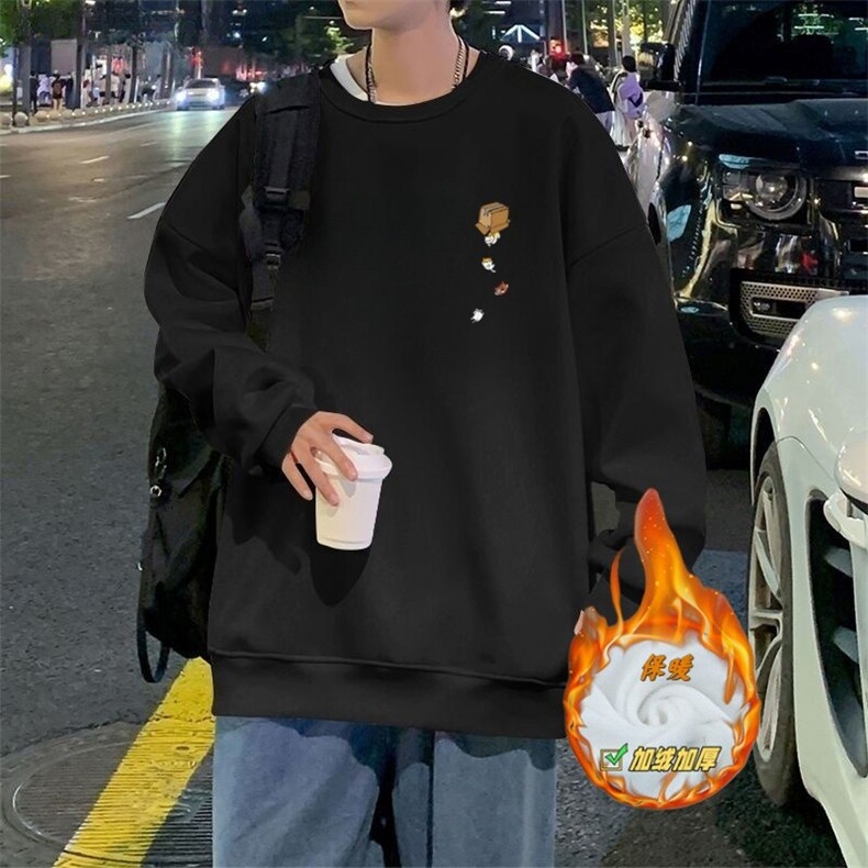 春秋季圆领卫衣外套长袖黑白常规加绒M-3XLP13，女装短外套，星座1210-1