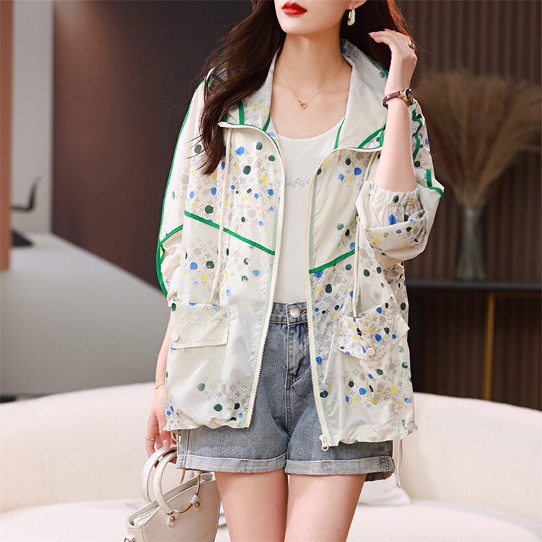 2023夏装新款时尚潮流盘扣防晒外套，女装防晒衣，梦芯尔