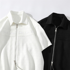 7XL-M 平铺垂感短袖衬衫男2023夏季新款ins潮肌理感胖子大码衬衣图片