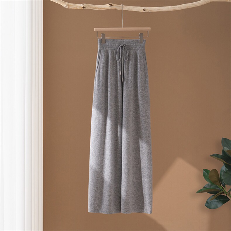 2025年秋季新款百搭女士系绳带兜长款直筒型，女装休闲裤，澳冬特羊绒