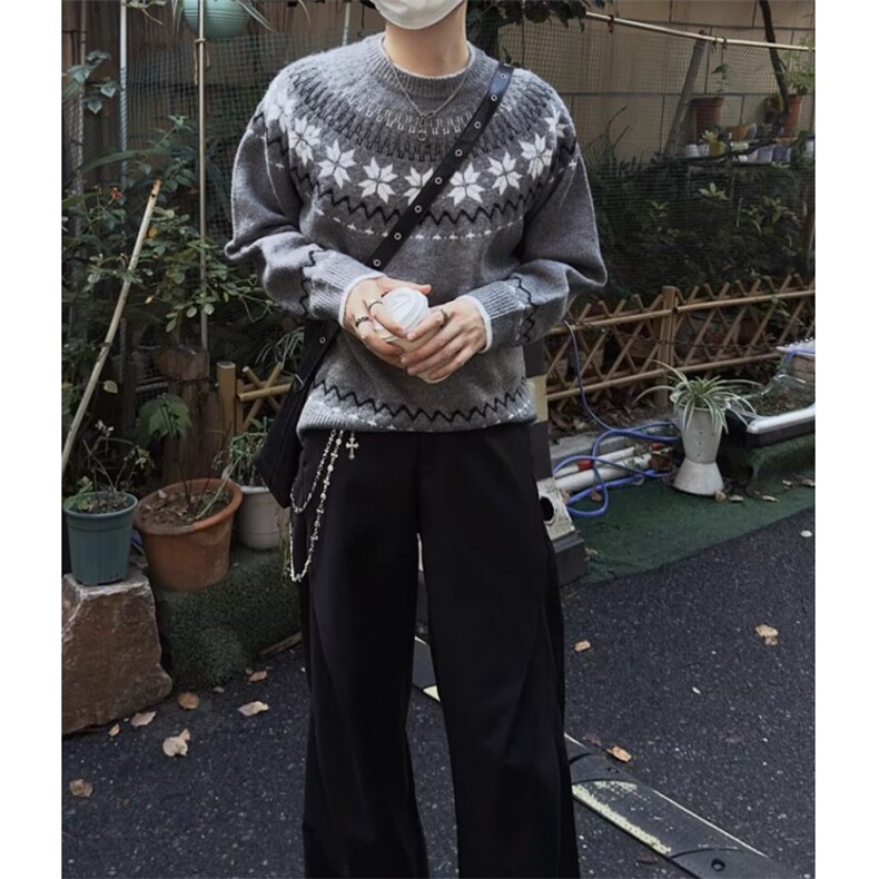 日系简约新款时尚潮流文艺高质量费尔岛提花毛衣513AMY2640P52,男装针织衫/毛衣,星座513A