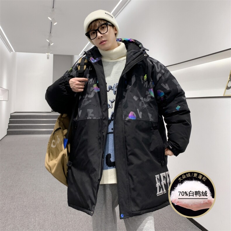 港风2026冬季新款白鸭绒中长款连帽羽绒服男XZ109-Y2222-P218,男装羽绒服,星座109