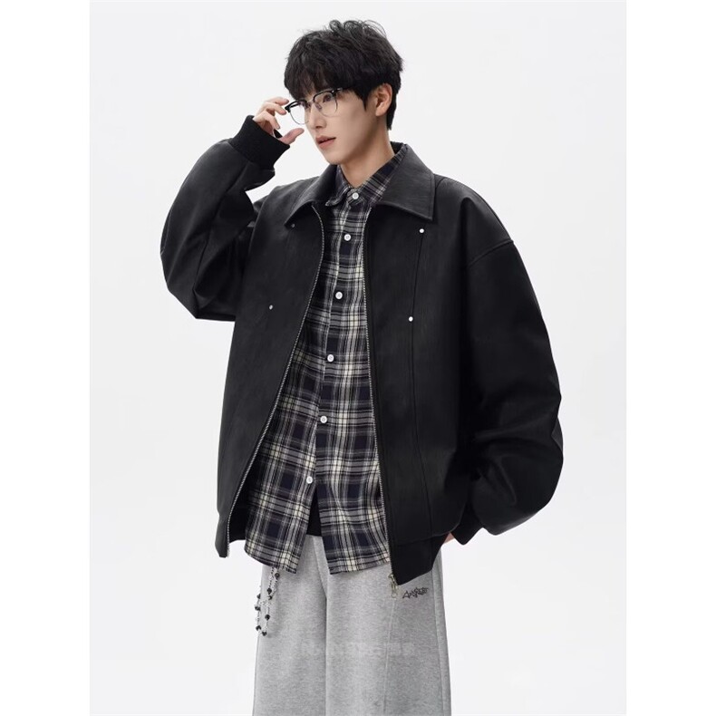 1506/Q659PY0/P80潮牌cleanfit短款夹克外拉链工装翻领飞行上衣,男装夹克,星座1506