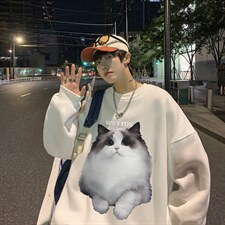 复古宽松情侣百搭休闲上衣外套秋季连帽套头卫衣男W5351-P28，男装卫衣，星座512-2