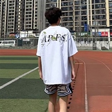 万针全刺绣工艺抖音得物高品质260克重磅纯棉双纱美式高街短袖T恤，男装T恤，电商A486