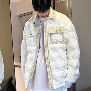 XZ0736-P98网图冬季加厚菱形格小香风棉服男女韩系情侣面包服棉衣图片