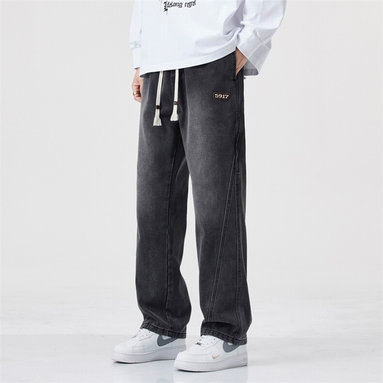 美式复古做旧牛仔裤男2026新款直筒宽松休闲阔腿长裤子J8072-P45,男装牛仔裤,星座509
