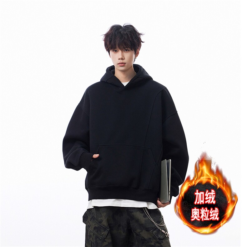 卫衣加绒奥粒绒拼接重磅500克连帽硬挺宽套头外套 RH5306JR-P62图片