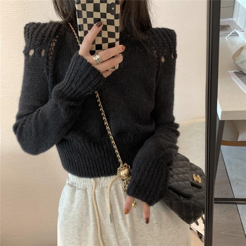 垫肩毛衣，女装针织衫/毛衣，XTZ style