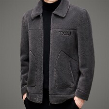 MJ-2023秋冬2021海宁男式羊毛皮草男翻领修身颗粒绒夹克P270图片