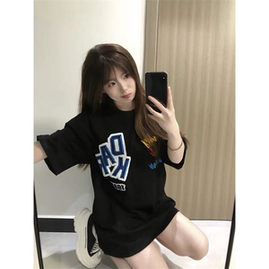 万针全刺绣工艺抖音得物高品质260克重磅纯棉双纱美式高街短袖T恤图片