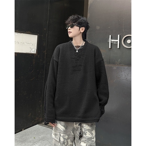 B333P42秋冬个性小众设计师品牌宽松毛衣打底衫男装上衣图片