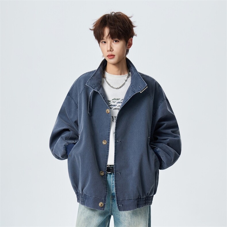 春季宽松复古做旧立领工装夹克男款潮流百搭外套XZ309JK8013P99,男装夹克,星座309（原A406）