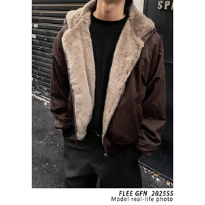 连帽仿貂毛座山雕棉服男女款冬季加绒加厚美式毛领厚外套棉衣,男装棉衣,四季星座505