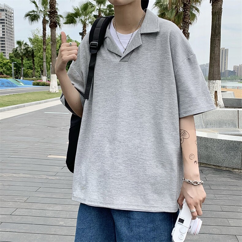 polo衫男短袖纯色韩版潮流2023夏季新款ins上衣宽松衬衫W2583-P30,男装Polo衫,星座412-3