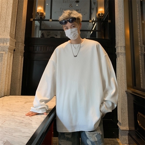 量大优  供视频  港风摆拍大码V领长袖T恤男XH81-特p25图片
