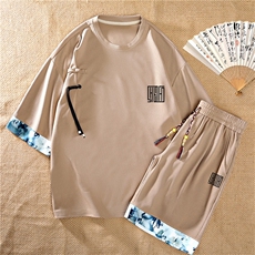 新中式风两件套夏季新中式禅意短袖t恤男套装A436-D223-P52，男装休闲套装，电商A436