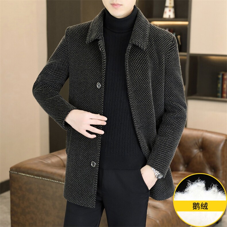 鹅绒内胆高品质毛呢大衣中长款加厚羽绒服外套上衣男D228P220图片
