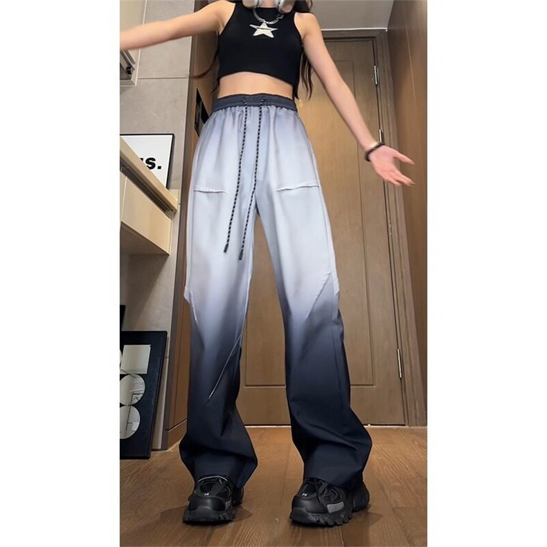 夏季vibe新款美式复古渐变工装冲锋裤男女士日系直筒学生休闲长裤,男装休闲裤,星座506A