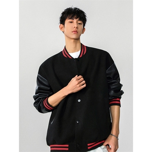 2026春季 C7069-TP45不拼接撞色棒球服外套男美式宽松夹克图片