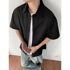 抖音得物二开高品质25夏季中性风冰丝休闲衬衣垂感宽松上衣DT21，男装衬衫，电商A486