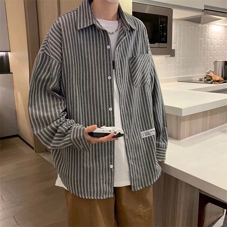 长袖衬衫春款男港风潮流C66P31图片