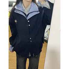 美式复古格纹拼接假两件棒球服外套春季高级感宽松工装夹克J9252，男装夹克，星座1116A（原606A-3）
