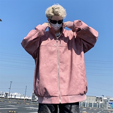 J189-P85秋季新款高街复古翻领皮衣夹克外套供视频，男装夹克，星座109