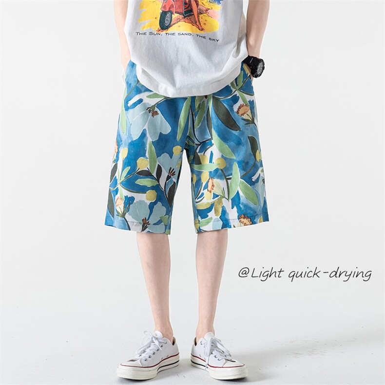 2023夏新款冰丝男女情侣休闲大码透气沙滩裤五分短裤DK28658-P25,男装休闲裤,电商A082