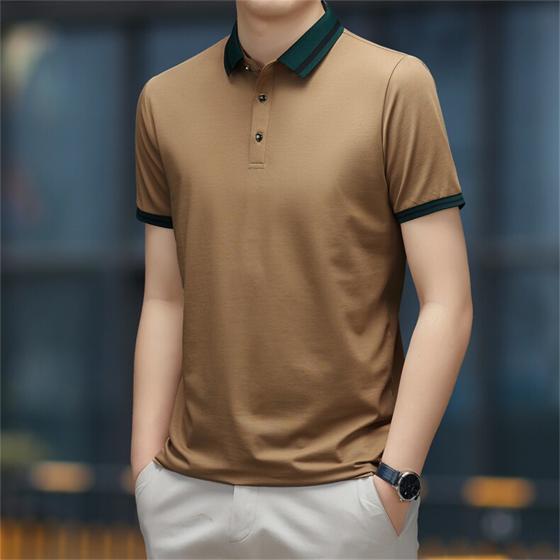 2023夏季新款男士短袖T恤polo衫中年商务休闲男装薄款翻领上衣男，男装Polo衫，电商B212（原钱塘6029）