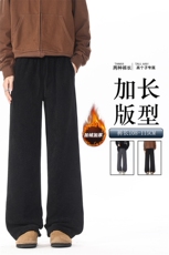 雪尼尔人字纹休闲裤子男冬季加绒高个子KZ090加长-KZ090加长加绒，男装卫衣，电商B312