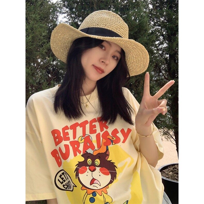 T0714-P25大码女装卡通纯棉印花短袖夏季新款减龄学院风穿搭，女装大码女装，星座617A-2