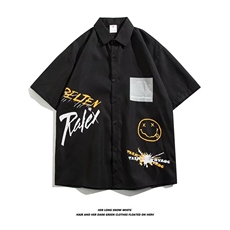 夏季字母印花高品质短袖衬衫开衫C1293p33，男装衬衫，星座1013