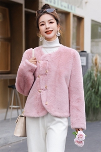 小香风皮毛一体外套女短款2023年冬季新款爆款高级感气质环保皮草图片
