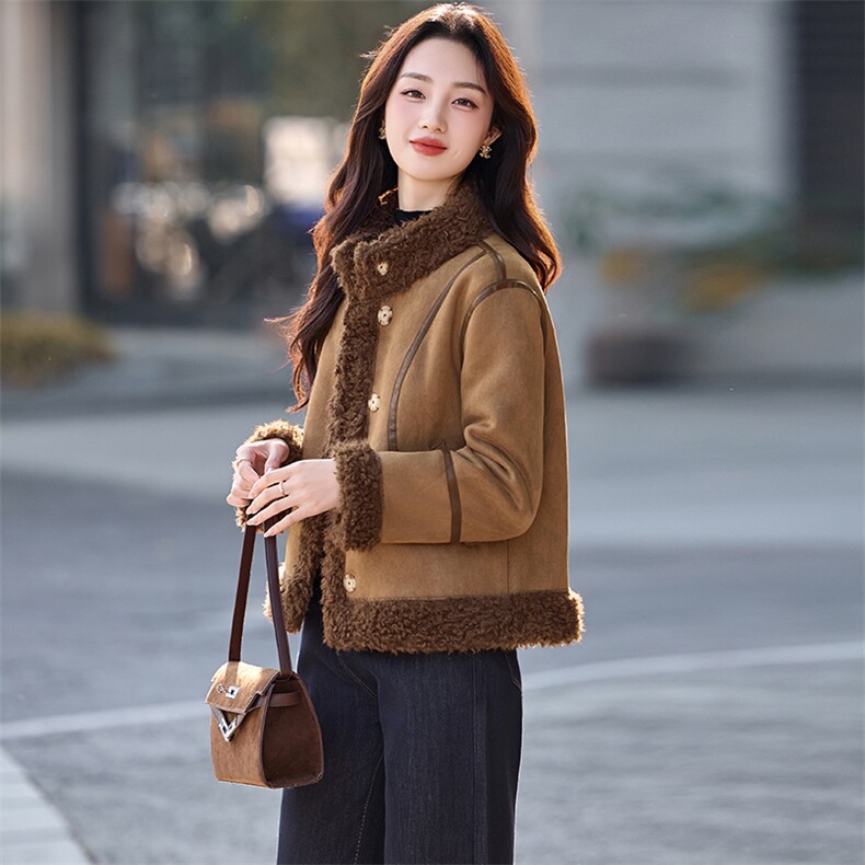 （现货）XBL新款2025年冬季保暖皮毛一体羊羔毛大衣性价比高送包,女装羽绒服,欣贝拉