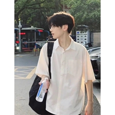 白色短袖衬衫男夏季冰感日系cityboy衬衣半袖少年感穿搭CS520，男装T恤，星座1116A（原606A-3）