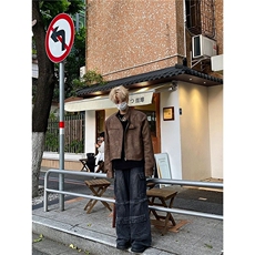 PU03-P65美式棕色pu皮衣外套男春秋季痞帅高级感机车服夹克，男装夹克，电商B323A