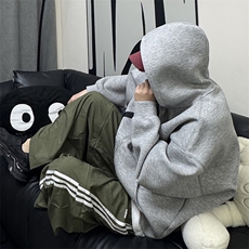 抖音得物高品质二开350克秋冬双头双拉链卫衣开衫外套W74，男装卫衣，电商A486