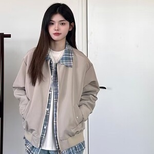 秋季新款休闲百搭翻领飞行夹克男女同款情侣外套港风夹克外套男士图片