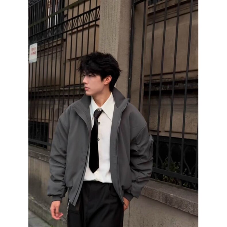 夹克男高级感立领廓形工装外套短款教练棒球服513AJK2461P67,男装夹克,星座513A