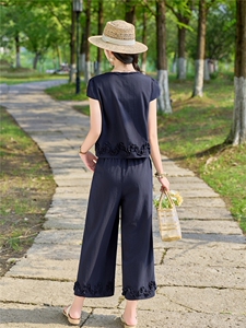 时尚休闲九分裤两件套女夏季图片