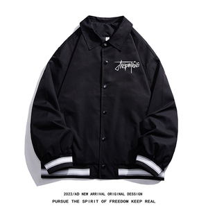 白底23春季时尚潮流字母印花翻领棒球服百搭夹克外套G724P65控88图片