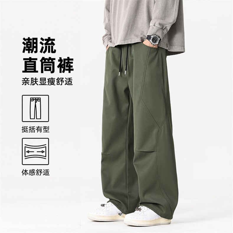 C065 /P42休闲裤男美式个性大码宽松潮男百搭长裤子直筒裤图片