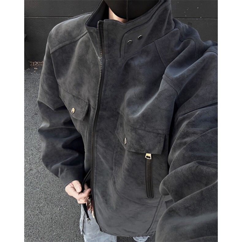 美皮夹克男新潮牌立领麂皮夹克工作服帅513AJK2669P72,男装夹克,星座513A