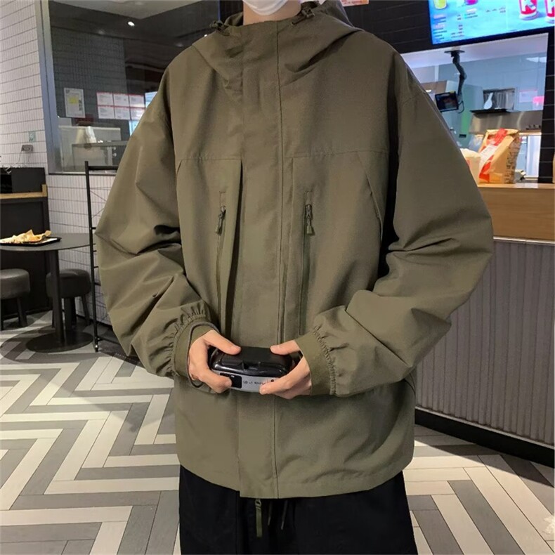 日系复古工装连帽外套男春秋潮宽松冲锋衣新款vibe夹克JK248-P65,男装夹克,星座1008