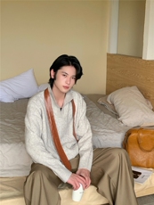 网图现货美式复古麻花毛衣男款秋冬慵懒风针织衫内搭长袖特P53，男装针织衫/毛衣，电商C306-1