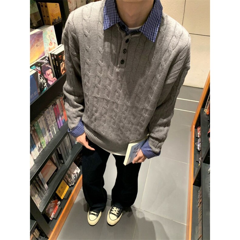 抖音质量假两件Polo领毛衣MY0109-P75,男装针织衫/毛衣,星座313A(原308A-2)