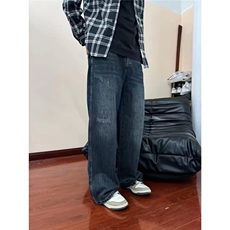 新款美式复古做旧水洗休闲直筒牛仔裤男宽松阔腿长裤子NA315，男装牛仔裤，星座1116A（原606A-3）